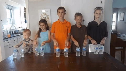 Group Bottle Flip Gif; Bottle Flip Challenge Group Game